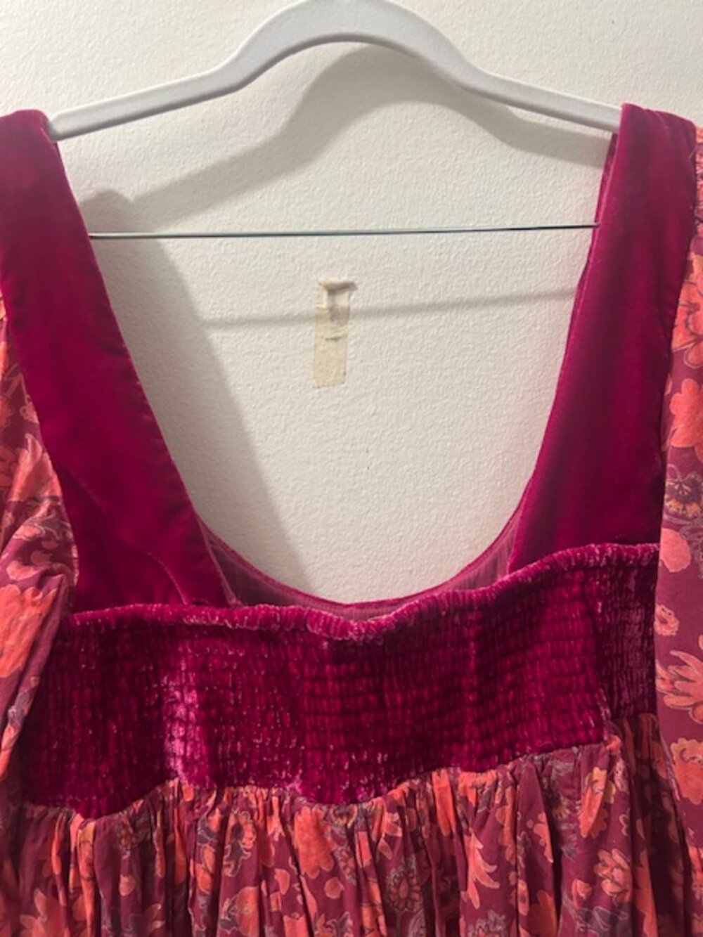 Free People Marsha Floral Velvet Baby Doll BoHo Mini Dress NEW - Picture 11 of 16